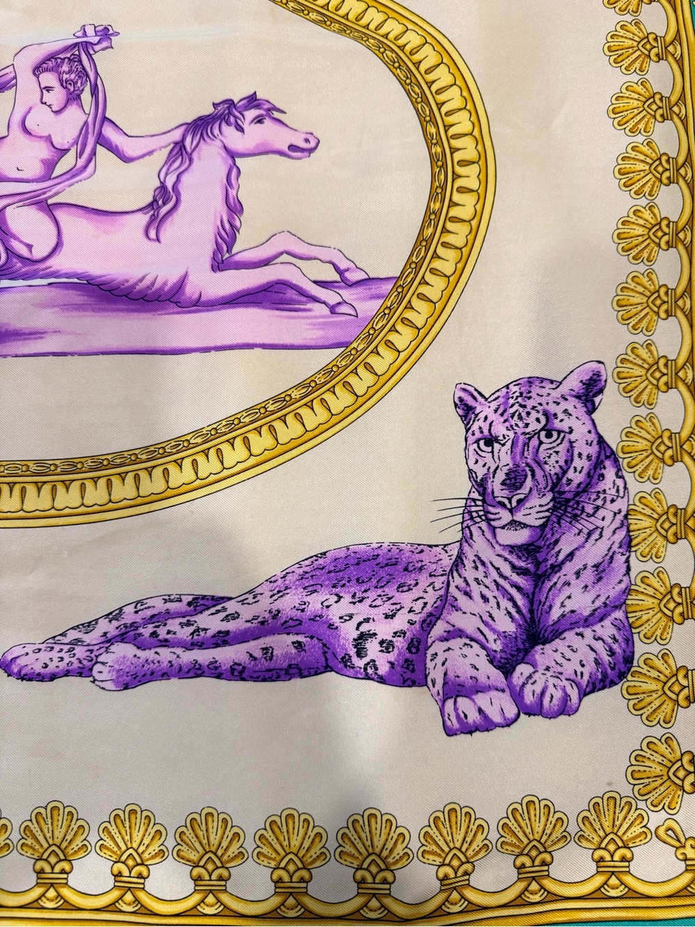Versace Green, Purple & Gold Baroque Silk Scarf - Atelier Versace - Picture 5 of 10